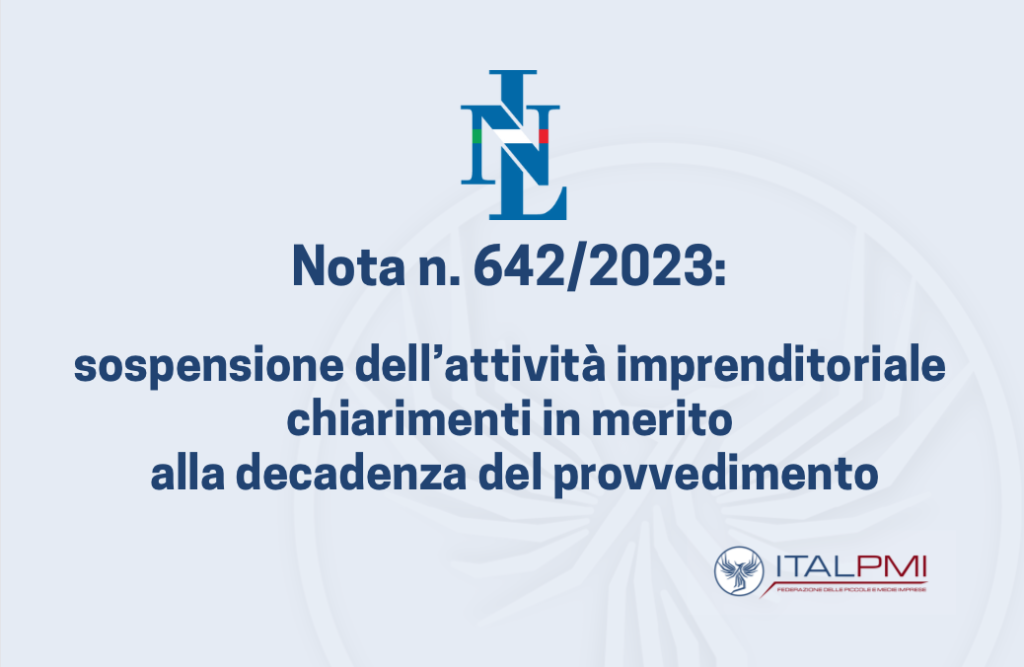 Nota n. 642\2023 dell'Ispettorato Nazionale del Lavoro.