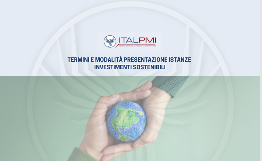 Termini e modalità presentazione istanze Investimenti sostenibili